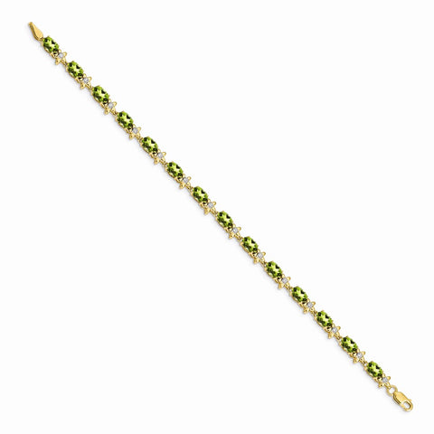 14k Floral Diamond and Peridot Bracelet-WBC-BM4495-PE-010-YA