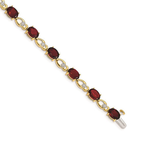 14k Garnet and Diamond Bracelet-WBC-BM4496-GA-005-YA