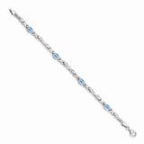 14k White Gold Blue Topaz Bracelet-WBC-BM4497-BT-W