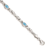 14k White Gold Blue Topaz Bracelet-WBC-BM4497-BT-W