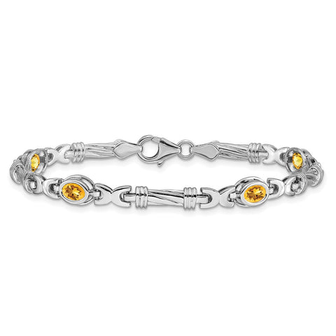 14k White Gold Citrine Bracelet-WBC-BM4497-CI-W