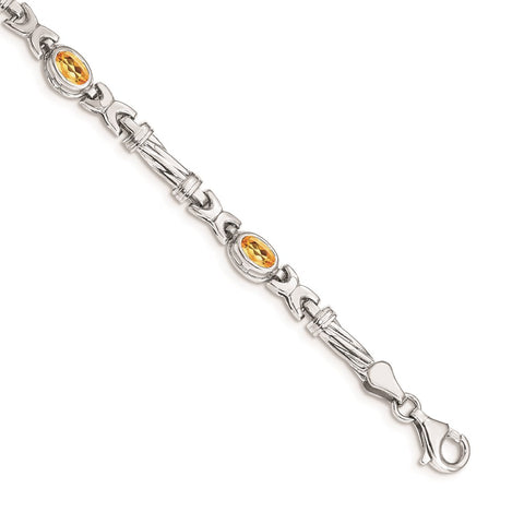 14k White Gold Citrine Bracelet-WBC-BM4497-CI-W