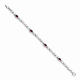 14k White Gold Garnet Bracelet-WBC-BM4497-GA-W