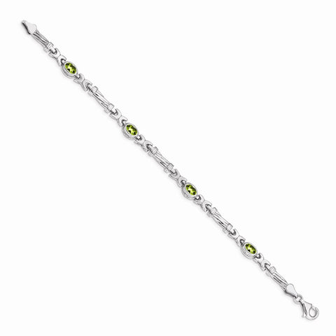 14k White Gold Peridot Bracelet-WBC-BM4497-PE-W