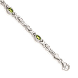 14k White Gold Peridot Bracelet-WBC-BM4497-PE-W