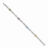 14k White Gold Rainbow Gemstone Bracelet-WBC-BM4497-RB-W