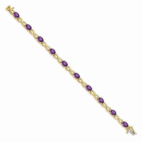 14k 7x5mm Oval Amethyst Bracelet-WBC-BM4498-AM-Y