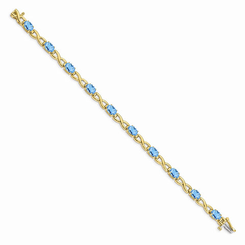 14k 7x5mm Oval Blue Topaz Bracelet-WBC-BM4498-BT-Y