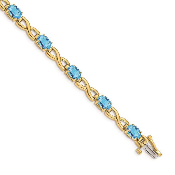 14k 7x5mm Oval Blue Topaz Bracelet-WBC-BM4498-BT-Y