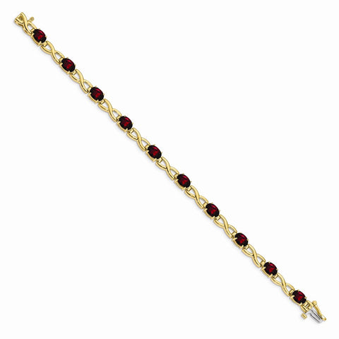 14k 7x5mm Oval Garnet Bracelet-WBC-BM4498-GA-Y