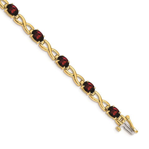 14k 7x5mm Oval Garnet Bracelet-WBC-BM4498-GA-Y