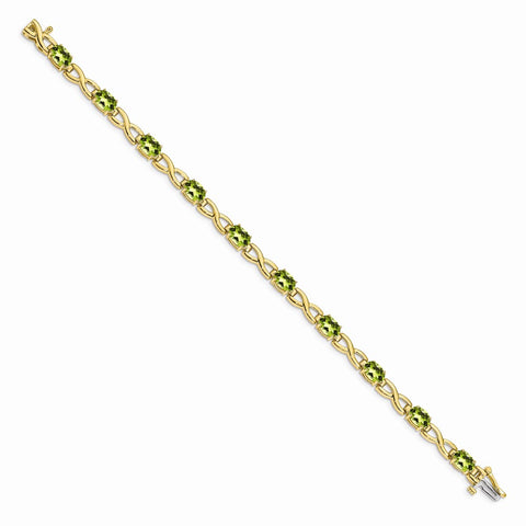 14k 7x5mm Oval Peridot Bracelet-WBC-BM4498-PE-Y