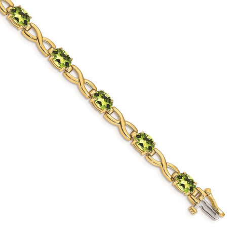 14k 7x5mm Oval Peridot Bracelet-WBC-BM4498-PE-Y