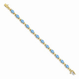 14k 7x5mm Oval Blue Topaz Bracelet-WBC-BM4499-BT-Y