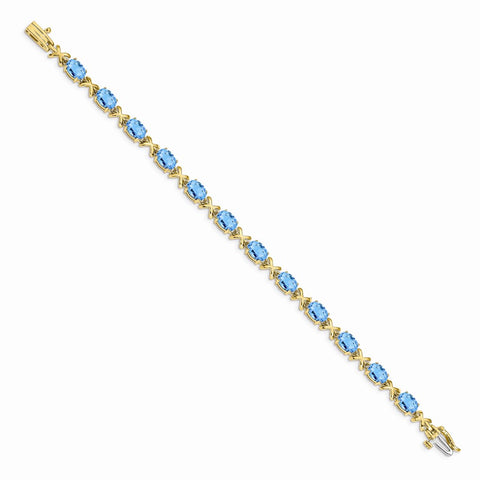 14k 7x5mm Oval Blue Topaz Bracelet-WBC-BM4499-BT-Y