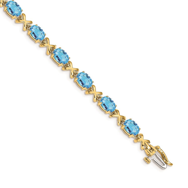 14k 7x5mm Oval Blue Topaz Bracelet-WBC-BM4499-BT-Y
