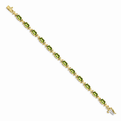 14k 7x5mm Oval Peridot Bracelet-WBC-BM4499-PE-Y
