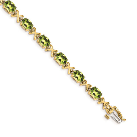 14k 7x5mm Oval Peridot Bracelet-WBC-BM4499-PE-Y