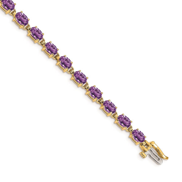 14k 6x4mm Oval Amethyst Bracelet-WBC-BM4500-AM-Y