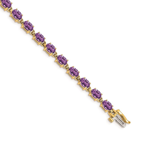 14k 6x4mm Oval Amethyst Bracelet-WBC-BM4500-AM-Y