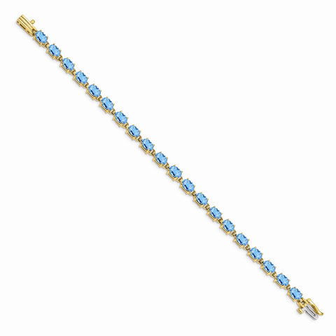 14k 6x4mm Oval Blue Bracelet-WBC-BM4500-BT-Y