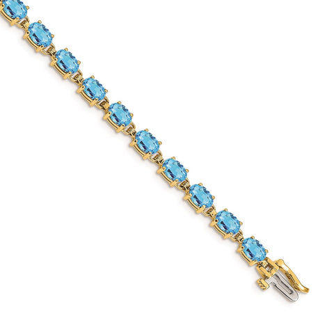 14k 6x4mm Oval Blue Bracelet-WBC-BM4500-BT-Y