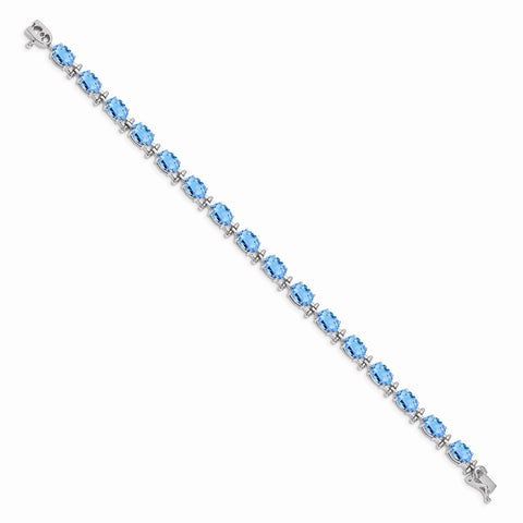 14k White Gold Blue Topaz Bracelet-WBC-BM4501-BT-W
