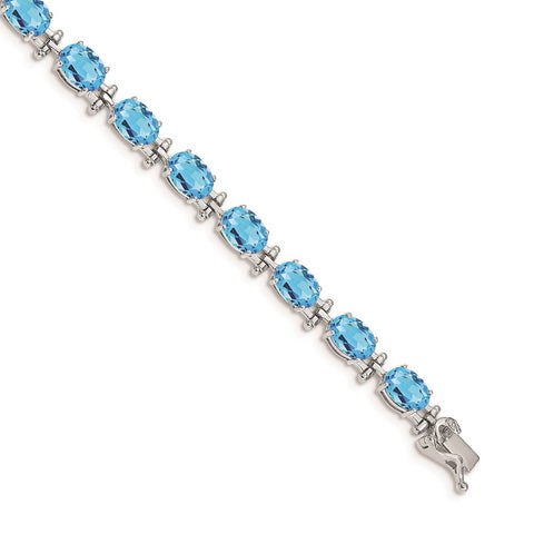 14k White Gold Blue Topaz Bracelet-WBC-BM4501-BT-W