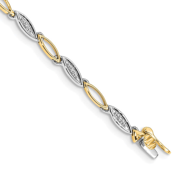 14k Two-tone Diamond 7.5in Link Bracelet-WBC-BM4597-005-YWA