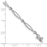 14k White Gold Diamond 7.25in Heart and Oval Link Bracelet-WBC-BM4604-003-WA