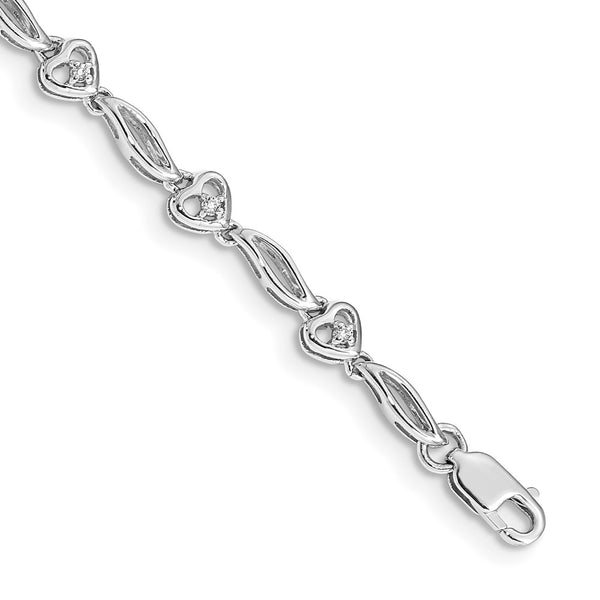 14k White Gold Polished Diamond Heart Bracelet-WBC-BM4605-010-WA