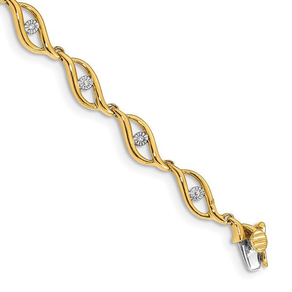 14k Gold Diamond 7.5in Link Bracelet-WBC-BM4611-003-YA