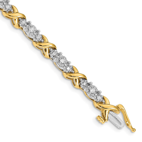 14k Two-tone Diamond X Bracelet-WBC-BM4616-050-YWA