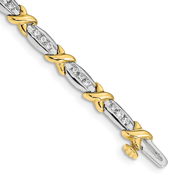 14k Two-tone Polished Fancy Diamond Bracelet-WBC-BM4618-100-YWA