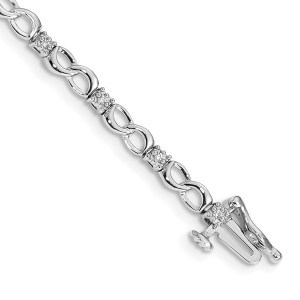 14k White Gold Diamond Figure 8 Link Bracelet-WBC-BM4627-015-WA