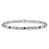 14k White Gold White and Black Diamond Flower Infinity Bracelet-WBC-BM4628-050-WA