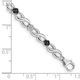 14k White Gold White and Black Diamond Flower Infinity Bracelet-WBC-BM4628-050-WA