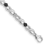 14k White Gold White and Black Diamond Flower Infinity Bracelet-WBC-BM4628-050-WA