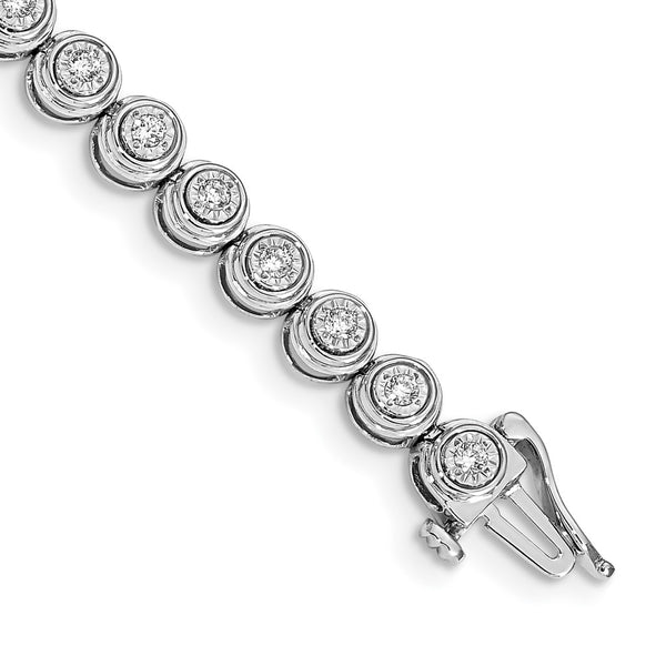 14k White Gold Diamond Circle Link Bracelet-WBC-BM4653-100-WA