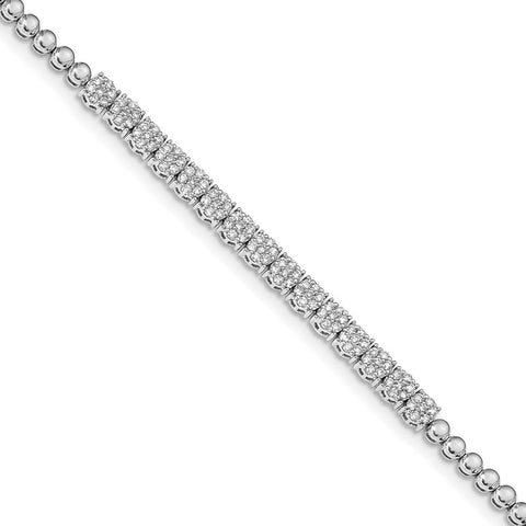 14k White Gold Graduated Bead Diamond Bracelet-WBC-BM4657-050-WA