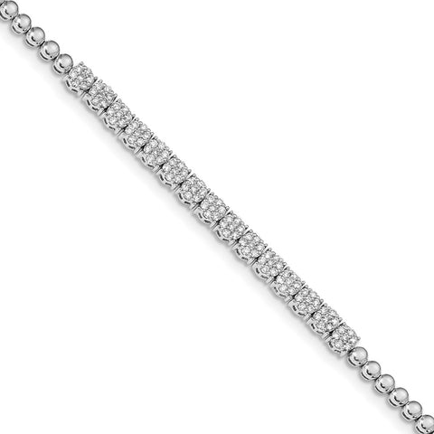 14k White Gold Graduated Bead Diamond Bracelet-WBC-BM4658-105-WA