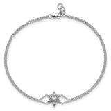 14k White Gold Diamond Six Point Star 7.5 inch w/ .5in ext Bracelet-WBC-BM6606-010-WA