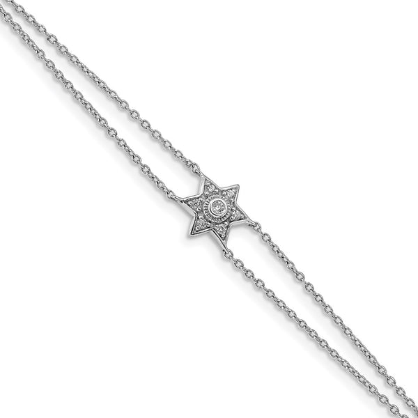 14k White Gold Diamond Six Point Star 7.5 inch w/ .5in ext Bracelet-WBC-BM6606-010-WA