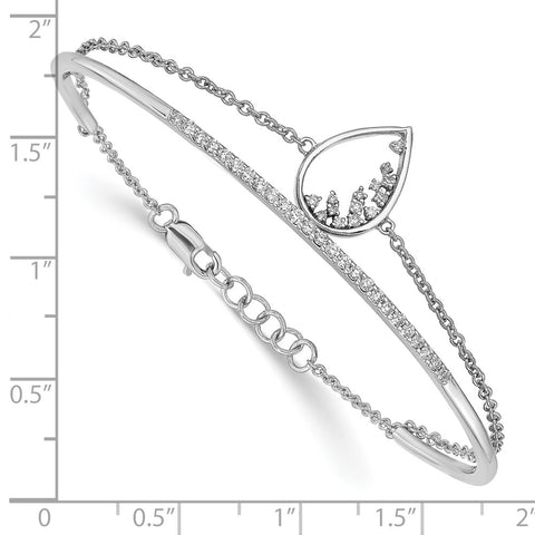 14k White Gold Polished Teardrop Bar Diamond 7in Bracelet-WBC-BM6829-037-WA