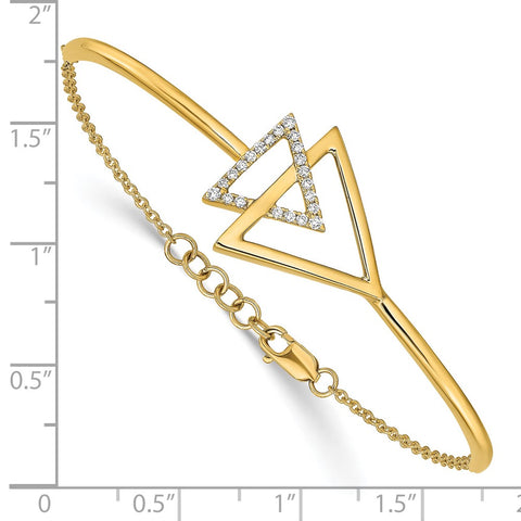 14k Polished Triangle Diamond 7in w/.5in ext Bracelet-WBC-BM6833-016-YA