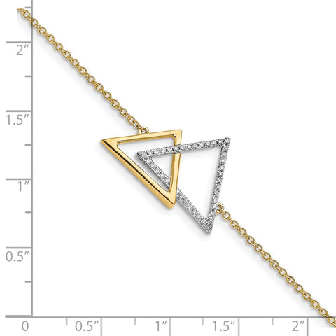 14k Polished Double Triangle Diamond 7in w/.5in ext Bracelet-WBC-BM6835-025-YA