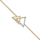 14k Polished Double Triangle Diamond 7in w/.5in ext Bracelet-WBC-BM6835-025-YA