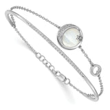 14k White Gold Dia. & Moonstone Moon & Star 7in w/.5in ext Bracelet-WBC-BM6843-038-WA