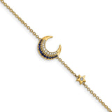 14k Diamond and Sapphire Moon and Star 7in Bracelet-WBC-BM6847-SA-007-YA