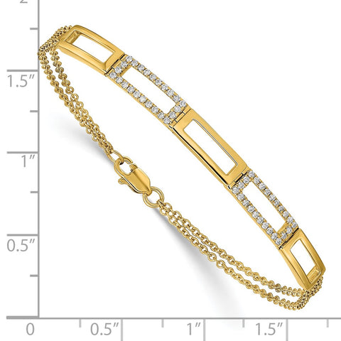 14k Polished Rectangle Link Diamond Double Strand 7in Bracelet-WBC-BM6852-024-YA